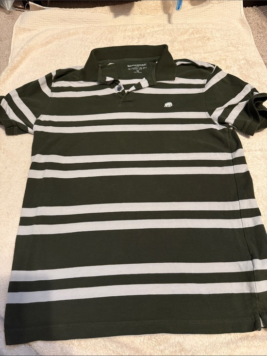 Banana Republic Other - Banana Republic Olive Green & White Striped Polo